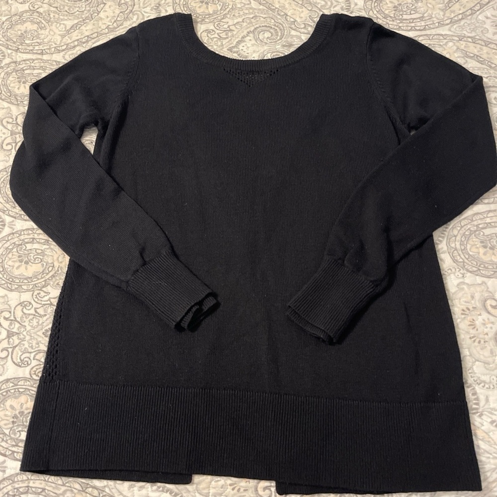 Lululemon Bhakti Life Sweater Women 8
Black Vented Yoga Activewear Knit Slit